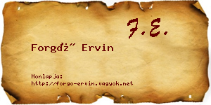Forgó Ervin névjegykártya