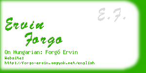 ervin forgo business card